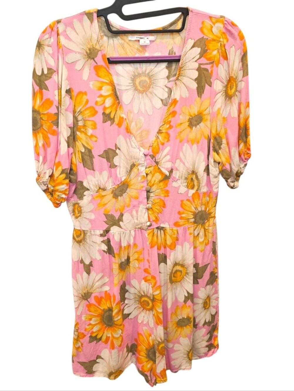 O'NEILL Sz M Orange Pink Floral Print Beach Vacation Summer Boho Shorts Romper